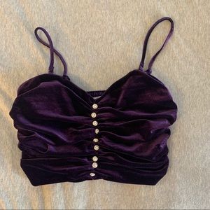 zara purple velvet crop top